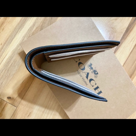 💯OUTSTOCK/NEW🆕Coach Men Bifold Wallet🆕saddle - Picture 6 of 7